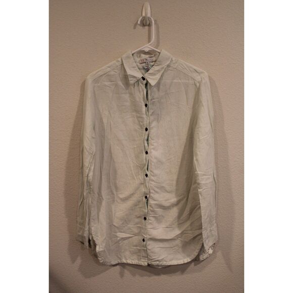 Johnny Was  3J Workshop stripe eyelet light weight top size small - Picture 2 of 9